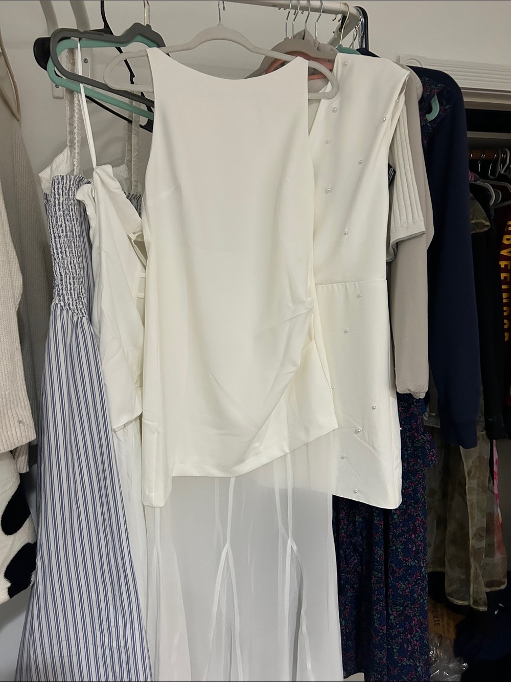 Hello Molly White Sleeveless Asymmetric Maxi Dress